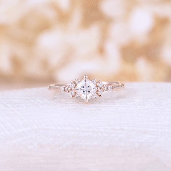 18K Rose Gold Morganite & CZ Ring - Picture 1 of 9